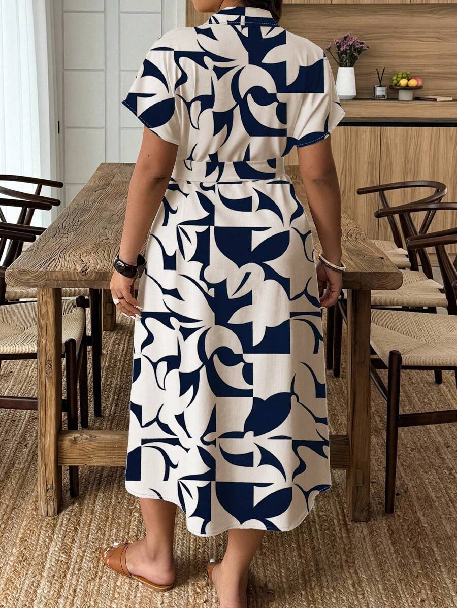 Robe Chemise Grande Taille à Imprimé Fleuri