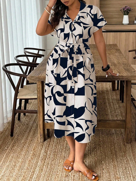 Robe Chemise Grande Taille à Imprimé Fleuri